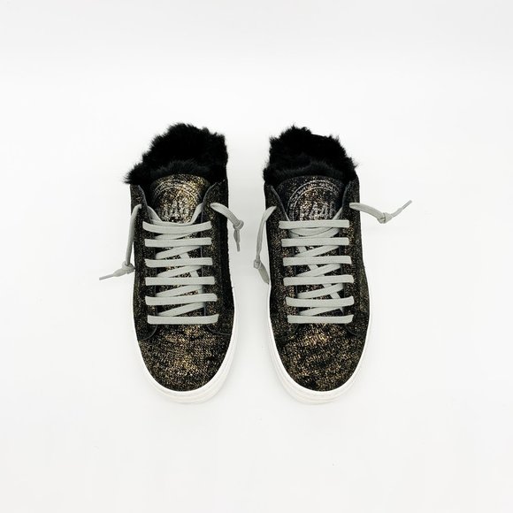 P448 Clara Metallic Faux Fur Platform Sneakers - Picture 4 of 9